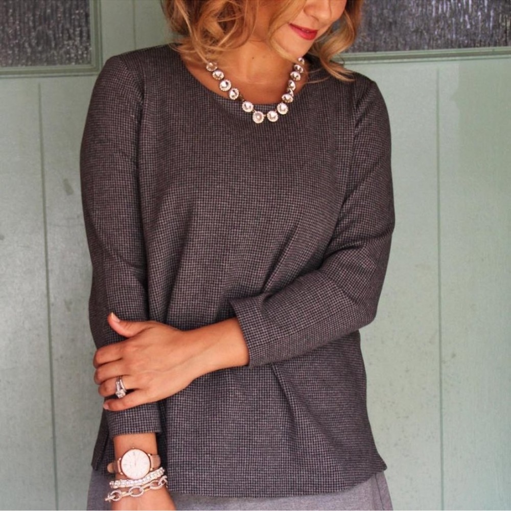 J. Jill Houndstooth 3/4 Sleeve Ponte Top